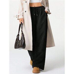 Wide Leg Corduroy Drawstring Pants
